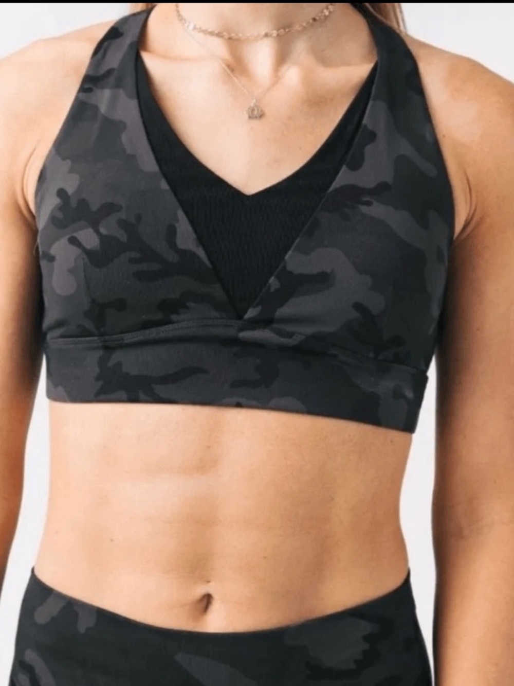 Zyia Active Mesh Sports Bra Forest Camo Padded Adjustable Gym Size Medium